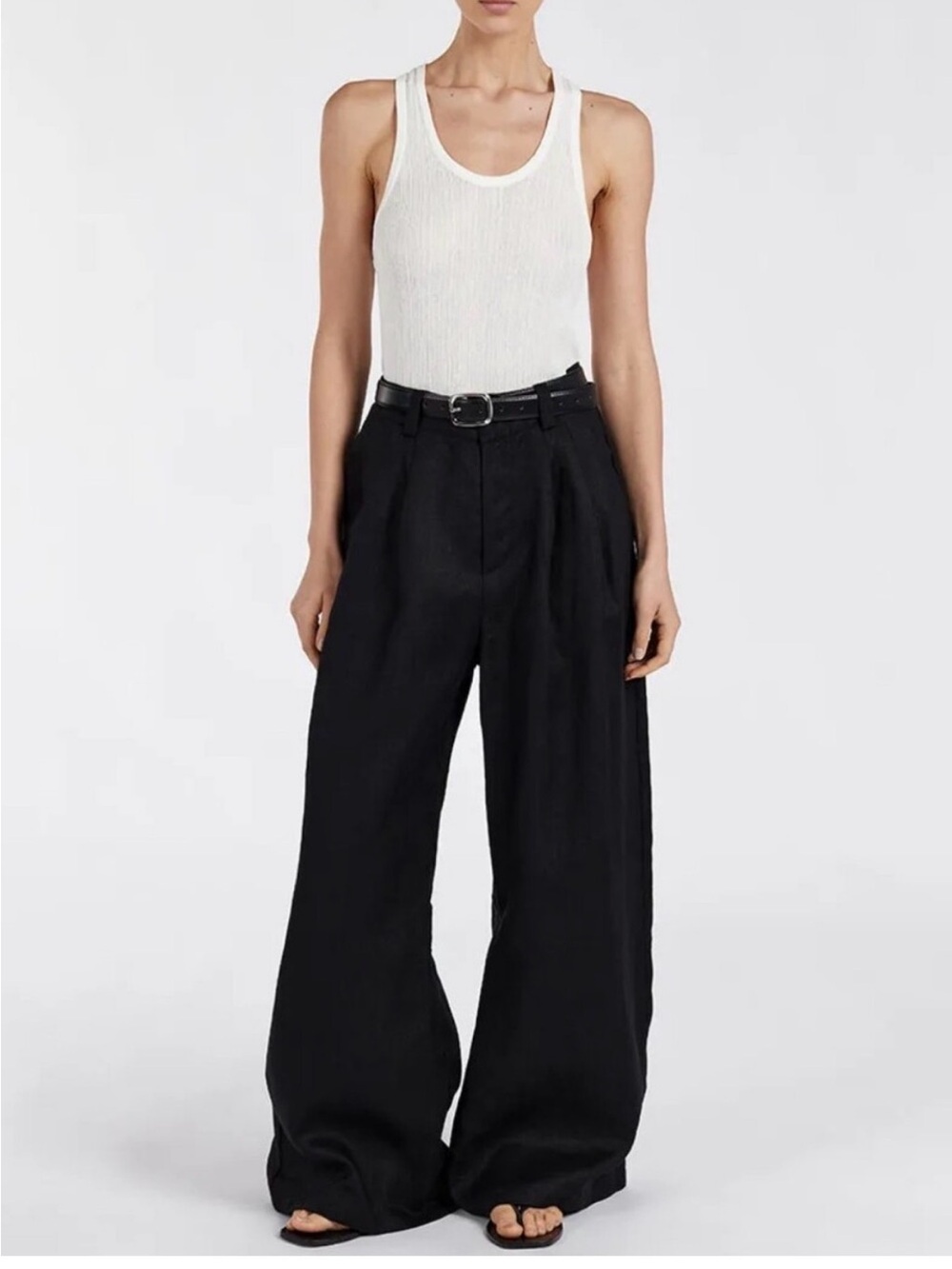 Dissh Holden High Rise Wide Leg Pants In Black 100% Linen 8